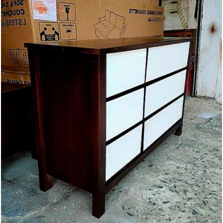 Oak 05 : Tủ 6 Ngăn Kéo Gỗ Sồi ( Màu Nâu + Trắng )